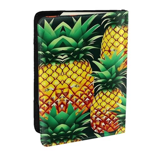 GaxfjRu Reisepasshülle aus Leder, Motiv: tropische Früchte, Ananas, wasserdicht, Reisebrieftasche, Reisepasshülle für Damen und Herren, Schwarz , Einheitsgröße von GaxfjRu