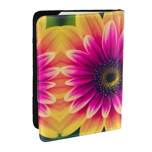 GaxfjRu Reisepasshülle aus Leder, Retro-Blumendruck, wasserdicht, Reisebrieftasche, Reisepasshülle für Damen und Herren, Schwarz , Einheitsgröße von GaxfjRu