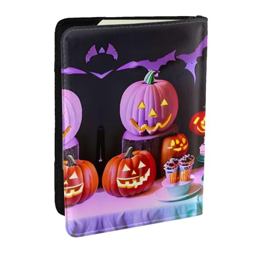 GaxfjRu Reisepasshülle aus Leder, für Halloween, Karneval, Party, bedruckt, wasserdicht, Reisebrieftasche, Reisepasshülle für Damen und Herren, Schwarz , Einheitsgröße von GaxfjRu