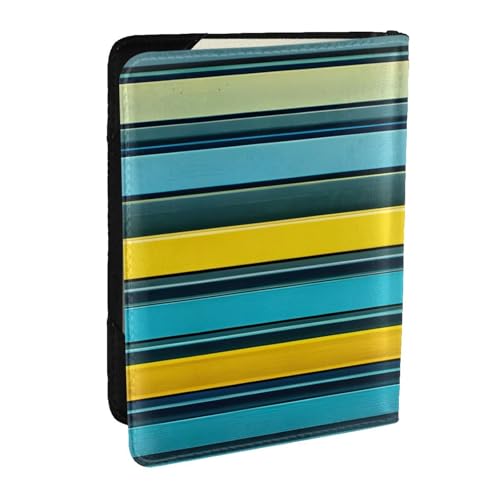 GaxfjRu Reisepasshülle aus Leder, gestreift, wasserdicht, für Damen und Herren, Gelb und Blau, Schwarz , Einheitsgröße von GaxfjRu