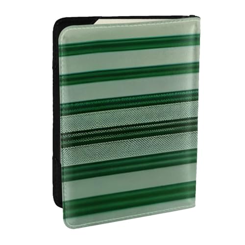 GaxfjRu Reisepasshülle aus Leder, gestreift, wasserdicht, für Damen und Herren, Grün, Schwarz , Einheitsgröße von GaxfjRu
