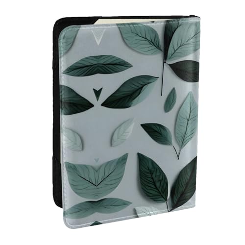 GaxfjRu Reisepasshülle aus Leder, mit Blattmuster, wasserdicht, für Damen und Herren, mintgrau, Schwarz , Einheitsgröße von GaxfjRu