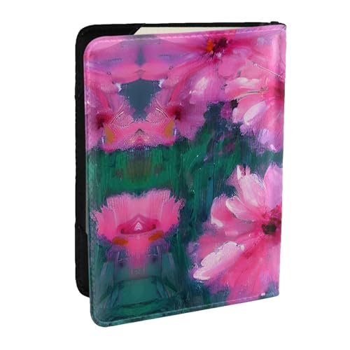 GaxfjRu Reisepasshülle aus Leder, mit Blumenmuster, wasserdicht, Reisebrieftasche, Reisepasshülle für Damen und Herren, Rosa, Schwarz , Einheitsgröße von GaxfjRu