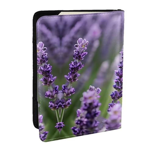 GaxfjRu Reisepasshülle aus Leder, mit Blumenmuster, wasserdicht, für Damen und Herren, Violett, Schwarz , Einheitsgröße von GaxfjRu