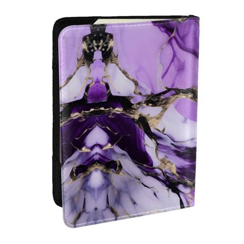 GaxfjRu Reisepasshülle aus Leder, mit Marmordruck, wasserdicht, Reisebrieftasche, Reisepasshülle für Damen und Herren, Violett, Schwarz , Einheitsgröße von GaxfjRu