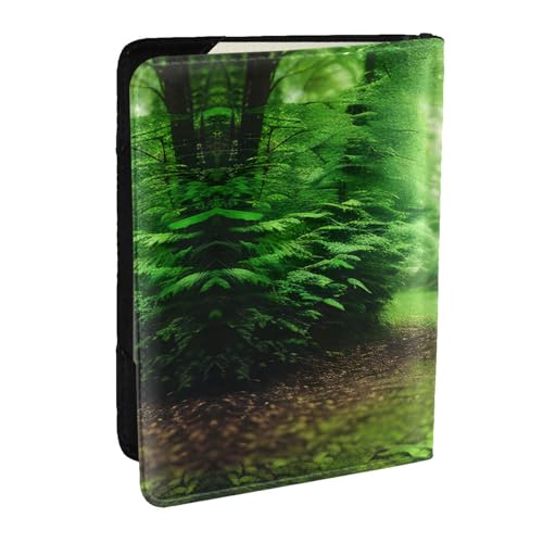 GaxfjRu Reisepasshülle aus Leder, mit Naturdruck, wasserdicht, Reisebrieftasche, Reisepasshülle für Damen und Herren, Grün, Schwarz , Einheitsgröße von GaxfjRu