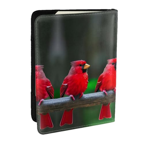 GaxfjRu Reisepasshülle aus Leder, mit niedlichem Vogel-Aufdruck, wasserdicht, Reisebrieftasche, Reisepasshülle für Damen und Herren, Rot, Schwarz , Einheitsgröße von GaxfjRu