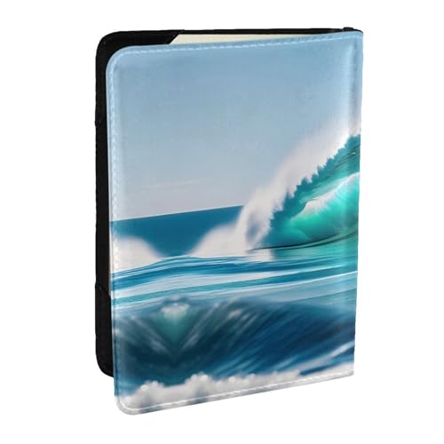 GaxfjRu Reisepasshülle aus Leder, transparent, Wellenmuster, wasserdicht, Reisebrieftasche, Reisepasshülle für Damen und Herren, Schwarz , Einheitsgröße von GaxfjRu