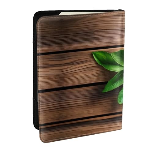 GaxfjRu Reisepasshülle aus Leder, wasserdicht, für Damen und Herren, Blaugrün mit Blume auf Plankendruck, Schwarz , Einheitsgröße von GaxfjRu