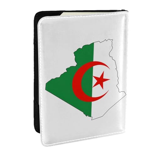 GaxfjRu Reisepasshülle aus Leder mit Algerien-Flagge, wasserdicht, Reisebrieftasche, Reisepasshülle für Damen und Herren, Schwarz , Einheitsgröße von GaxfjRu
