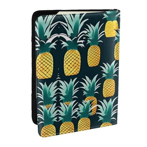 GaxfjRu Reisepasshülle aus Leder mit Ananas-Aufdruck, wasserdicht, Reisebrieftasche, Reisepasshülle für Damen und Herren, Schwarz , Einheitsgröße von GaxfjRu