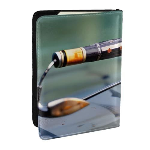 GaxfjRu Reisepasshülle aus Leder mit Angelruten-Aufdruck, wasserdicht, Reisebrieftasche, Reisepasshülle für Damen und Herren, Schwarz , Einheitsgröße von GaxfjRu