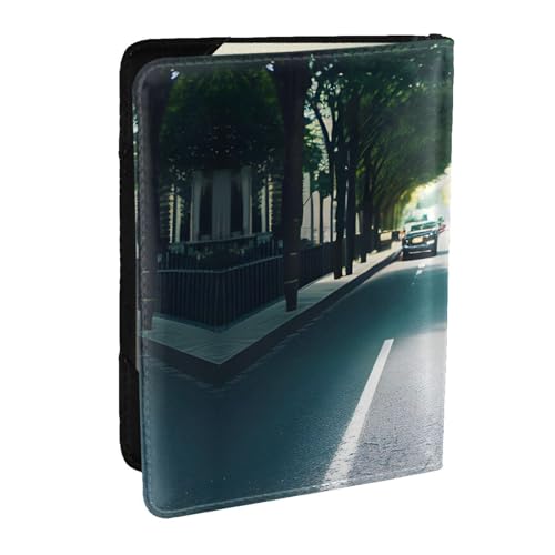 GaxfjRu Reisepasshülle aus Leder mit Auto- und Fahrradaufdruck, wasserdicht, Reisebrieftasche, Reisepasshülle für Damen und Herren, Schwarz , Einheitsgröße von GaxfjRu
