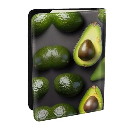 GaxfjRu Reisepasshülle aus Leder mit Avocado-Obstmuster, wasserdicht, Reisebrieftasche, Reisepasshülle für Damen und Herren, Schwarz , Einheitsgröße von GaxfjRu