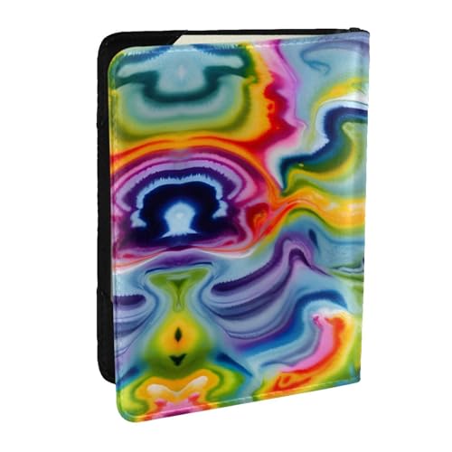 GaxfjRu Reisepasshülle aus Leder mit Batikdruck, wasserdicht, Reisebrieftasche, Reisepasshülle für Damen und Herren, Schwarz , Einheitsgröße von GaxfjRu