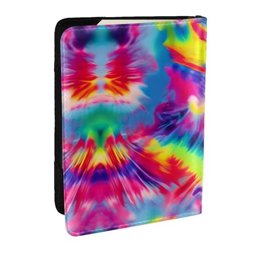 GaxfjRu Reisepasshülle aus Leder mit Batikmuster, wasserdicht, Reisebrieftasche, Reisepasshülle für Damen und Herren, Schwarz , Einheitsgröße von GaxfjRu