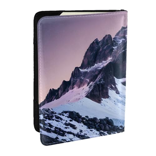 GaxfjRu Reisepasshülle aus Leder mit Bergmotiv, wasserdicht, Reisebrieftasche, Reisepasshülle für Damen und Herren, Schwarz , Einheitsgröße von GaxfjRu