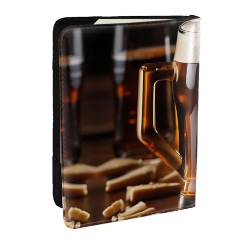 GaxfjRu Reisepasshülle aus Leder mit Bierdruck, wasserdicht, Reisebrieftasche, Reisepasshülle für Damen und Herren, Schwarz , Einheitsgröße von GaxfjRu