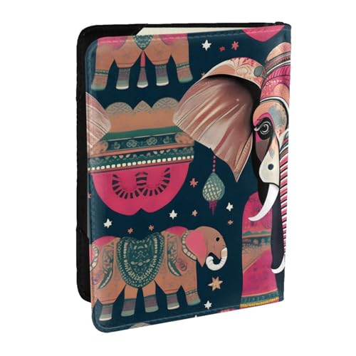 GaxfjRu Reisepasshülle aus Leder mit Bohemian-Elefantenmuster, wasserdicht, Reisebrieftasche, Reisepasshülle für Damen und Herren, Schwarz , Einheitsgröße von GaxfjRu