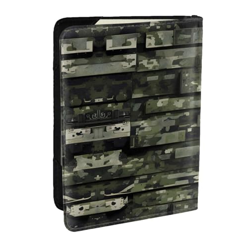 GaxfjRu Reisepasshülle aus Leder mit Digital-Tarnmuster, wasserdicht, Reisebrieftasche, Reisepasshülle für Damen und Herren, Schwarz , Einheitsgröße von GaxfjRu