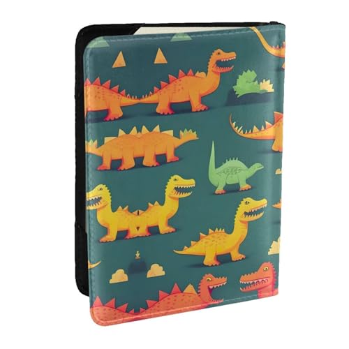 GaxfjRu Reisepasshülle aus Leder mit Dinosaurier-Druck, wasserdicht, Reisebrieftasche, Reisepasshülle für Damen und Herren, Schwarz , Einheitsgröße von GaxfjRu