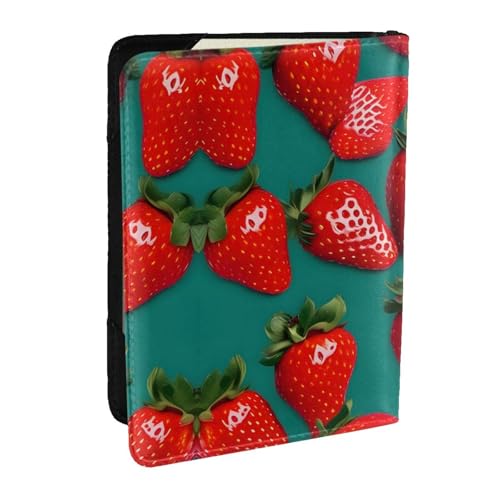 GaxfjRu Reisepasshülle aus Leder mit Erdbeermuster, wasserdicht, Reisebrieftasche, Reisepasshülle für Damen und Herren, Schwarz , Einheitsgröße von GaxfjRu