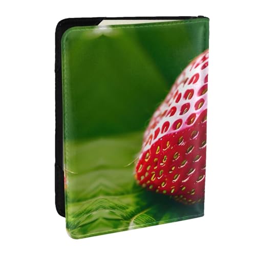 GaxfjRu Reisepasshülle aus Leder mit Erdbeermuster, wasserdicht, Reisebrieftasche, Reisepasshülle für Damen und Herren, Schwarz , Einheitsgröße von GaxfjRu