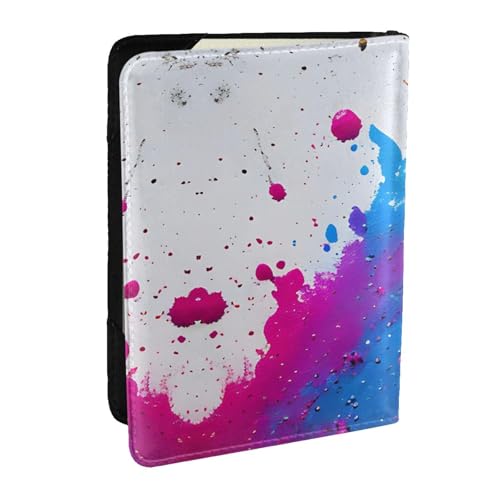 GaxfjRu Reisepasshülle aus Leder mit Farbspritzer-Motiv, wasserdicht, Reisebrieftasche, Reisepasshülle für Damen und Herren, Schwarz , Einheitsgröße von GaxfjRu