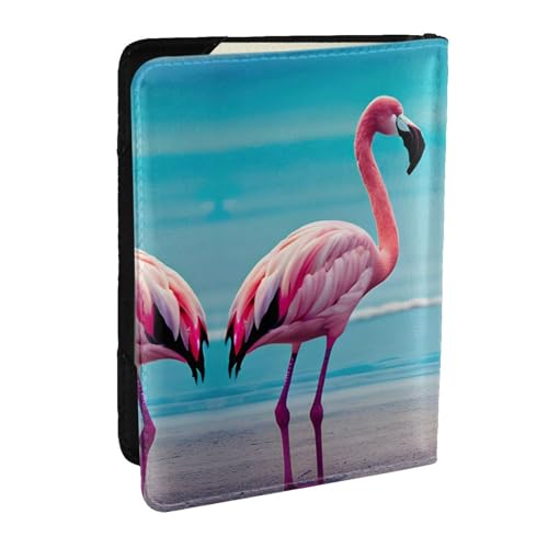 GaxfjRu Reisepasshülle aus Leder mit Flamingo-Motiv, wasserdicht, Reisebrieftasche, Reisepasshülle für Damen und Herren, Schwarz , Einheitsgröße von GaxfjRu