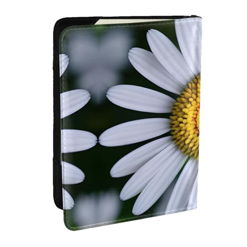 GaxfjRu Reisepasshülle aus Leder mit Gänseblümchen-Aufdruck, wasserdicht, Reisebrieftasche, Reisepasshülle für Damen und Herren, Schwarz , Einheitsgröße von GaxfjRu