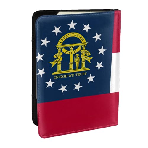 GaxfjRu Reisepasshülle aus Leder mit Georgia-Flagge, wasserdicht, Reisebrieftasche, Reisepasshülle für Damen und Herren, Schwarz , Einheitsgröße von GaxfjRu