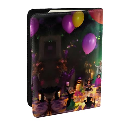 GaxfjRu Reisepasshülle aus Leder mit Halloween-Partydruck, wasserdicht, Reisebrieftasche, Reisepasshülle für Damen und Herren, Schwarz , Einheitsgröße von GaxfjRu