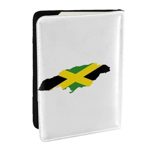 GaxfjRu Reisepasshülle aus Leder mit Jamaika-Flagge, wasserdicht, Reisebrieftasche, Reisepasshülle für Damen und Herren, Schwarz , Einheitsgröße von GaxfjRu
