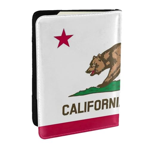 GaxfjRu Reisepasshülle aus Leder mit Kalifornien-Flagge, wasserdicht, Reisebrieftasche, Reisepasshülle für Damen und Herren, Schwarz , Einheitsgröße von GaxfjRu