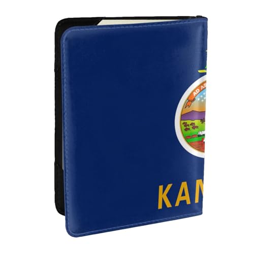 GaxfjRu Reisepasshülle aus Leder mit Kansas Staatsflagge, wasserdicht, Reisebrieftasche, Reisepasshülle für Damen und Herren, Schwarz , Einheitsgröße von GaxfjRu