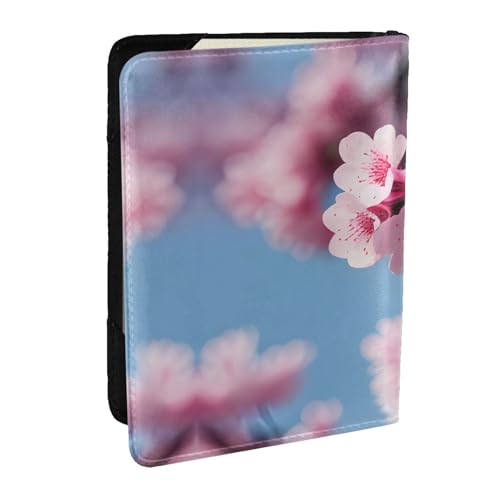 GaxfjRu Reisepasshülle aus Leder mit Kirschblüten-Aufdruck, wasserdicht, Reisebrieftasche, Reisepasshülle für Damen und Herren, Schwarz , Einheitsgröße von GaxfjRu