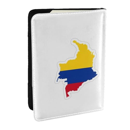 GaxfjRu Reisepasshülle aus Leder mit Kolumbien-Flagge, wasserdicht, Reisebrieftasche, Reisepasshülle für Damen und Herren, Schwarz , Einheitsgröße von GaxfjRu