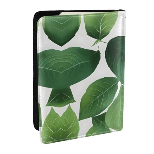 GaxfjRu Reisepasshülle aus Leder mit Kräuterpflanzen-Blättern, wasserdicht, Reisebrieftasche, Reisepasshülle für Damen und Herren, Schwarz , Einheitsgröße von GaxfjRu