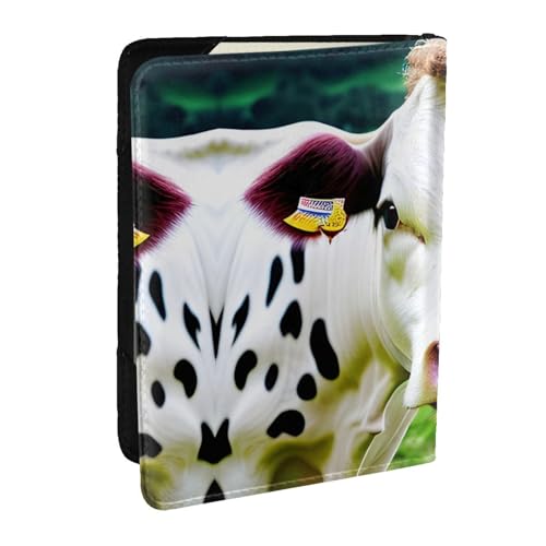 GaxfjRu Reisepasshülle aus Leder mit Kuhmuster, wasserdicht, Reisebrieftasche, Reisepasshülle für Damen und Herren, Schwarz , Einheitsgröße von GaxfjRu