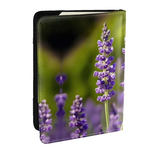 GaxfjRu Reisepasshülle aus Leder mit Lavendelblüten-Motiv, wasserdicht, Reisebrieftasche, Reisepasshülle für Damen und Herren, Schwarz , Einheitsgröße von GaxfjRu