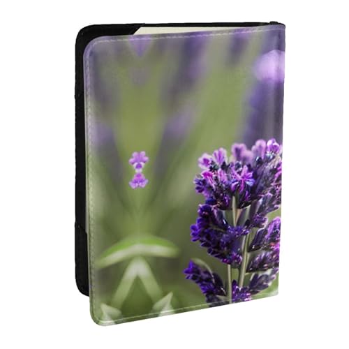 GaxfjRu Reisepasshülle aus Leder mit Lavendelfarbenem Blumendruck, wasserdicht, Reisebrieftasche, Reisepasshülle für Damen und Herren, Schwarz , Einheitsgröße von GaxfjRu