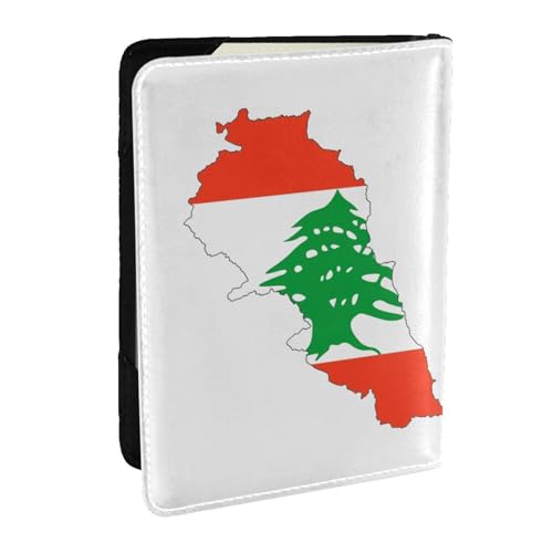 GaxfjRu Reisepasshülle aus Leder mit Libanon-Flagge, wasserdicht, Reisebrieftasche, Reisepasshülle für Damen und Herren, Schwarz , Einheitsgröße von GaxfjRu