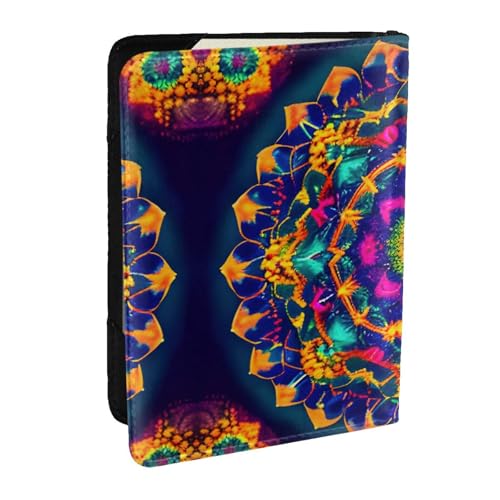 GaxfjRu Reisepasshülle aus Leder mit Mandala-Muster, wasserdicht, Reisebrieftasche, Reisepasshülle für Damen und Herren, Schwarz , Einheitsgröße von GaxfjRu