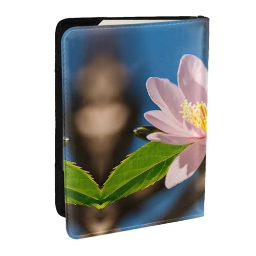 GaxfjRu Reisepasshülle aus Leder mit Mandelblüten-Aufdruck, wasserdicht, Reisebrieftasche, Reisepasshülle für Damen und Herren, Schwarz , Einheitsgröße von GaxfjRu