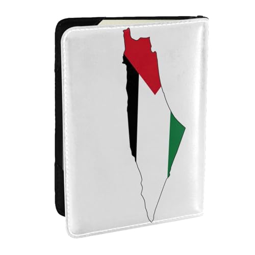 GaxfjRu Reisepasshülle aus Leder mit Palästina-Flagge, wasserdicht, Reisebrieftasche, Reisepasshülle für Damen und Herren, Schwarz , Einheitsgröße von GaxfjRu