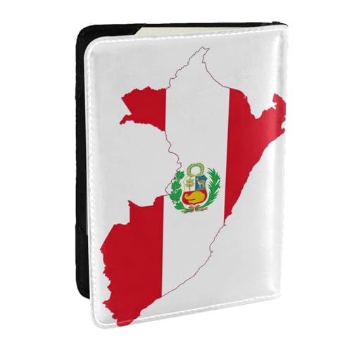 GaxfjRu Reisepasshülle aus Leder mit Peru-Flagge, wasserdicht, Reisebrieftasche, Reisepasshülle für Damen und Herren, Schwarz , Einheitsgröße von GaxfjRu