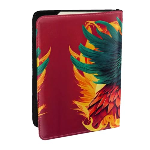 GaxfjRu Reisepasshülle aus Leder mit Phoenix-Aufdruck, wasserdicht, Reisebrieftasche, Reisepasshülle für Damen und Herren, Schwarz , Einheitsgröße von GaxfjRu