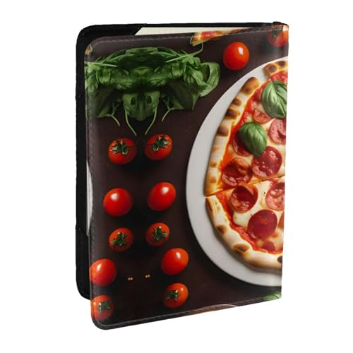 GaxfjRu Reisepasshülle aus Leder mit Pizza-Lebensmittelaufdruck, wasserdicht, Reisebrieftasche, Reisepasshülle für Damen und Herren, Schwarz , Einheitsgröße von GaxfjRu
