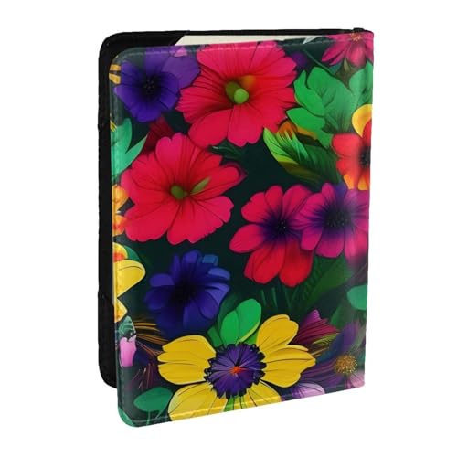 GaxfjRu Reisepasshülle aus Leder mit Regenbogen-Blumenmuster, wasserdicht, Reisebrieftasche, Reisepasshülle für Damen und Herren, Schwarz , Einheitsgröße von GaxfjRu