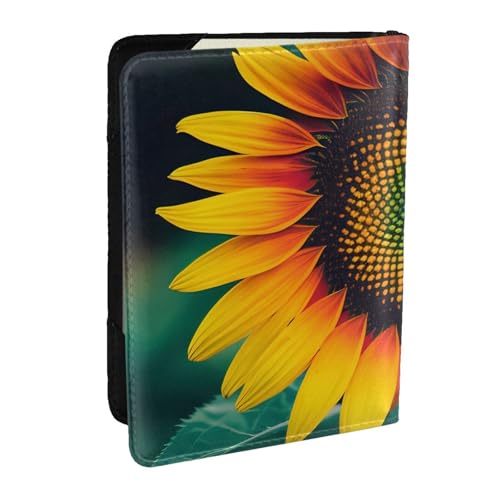 GaxfjRu Reisepasshülle aus Leder mit Regenbogen-Sonnenblumen-Aufdruck, wasserdicht, Reisebrieftasche, Reisepasshülle für Damen und Herren, Schwarz , Einheitsgröße von GaxfjRu